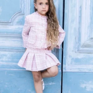 Prinsessefin – Mathilde tweedskjørt med glitterknapper – Rosa – Jente – 4-16 år
