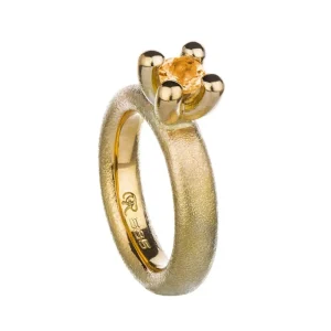 Renate Saga Ring i matt Gull med Light Citrine