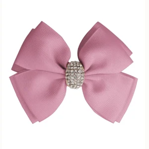 Prinsessefin – Stor satengsløyfe med glitterspenne – Rosa – Jente – One size