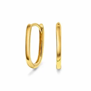 Øreringer i Gult Gull, Kreol Oval 1,5×14 mm