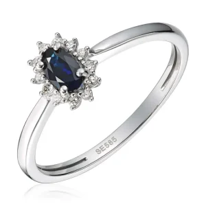 Rosettring i hvitt gull med safir og diamanter på 0,04 ct