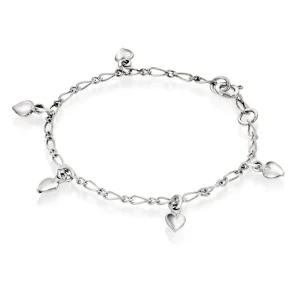 Charms-armbånd i Sølv, 5 Hjerter