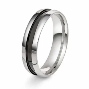 Herrering i Sølv med Sort Rhodium