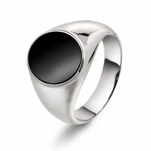 Signetring i Sølv med oval Onyx