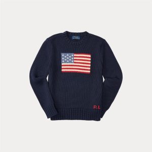 Polo Ralph Lauren – Flagg-genser i bomull – Mørkeblå – Gutt – 8-20 år