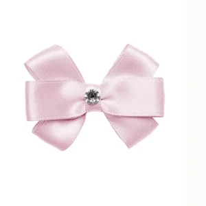 Prinsessefin – Satengsløyfeklemme med diamant – Lys rosa – Jente – One size
