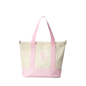 Polo Ralph Lauren – Canvasveske i bomull – Offwhite og rosa – Jente – One size