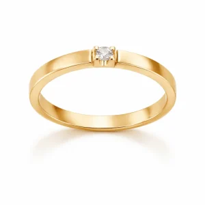 Alliansering i Gult gull med 0,03 ct Diamant