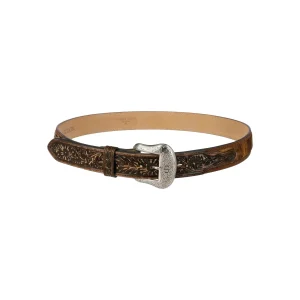 Hair-on-Hide Tooled Leather Belt