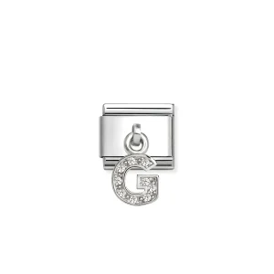 Nomination Charm Bokstav link med sølv og zirkonia, G