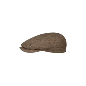 DRIVER CAP SILK HERRINGBONE BROWN
