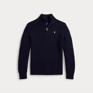 Polo Ralph Lauren – Ribbestrikket genser med halfzip – Blå – Unisex – 14-20 år