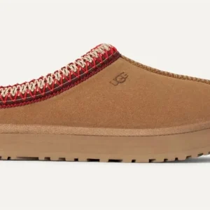 UGG – Kids Tazz tøfler – Chestnut med rød kant – Unisex – Str 36-38