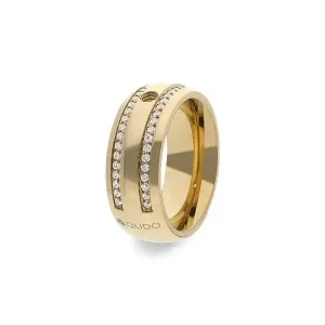 Qudo Ring Lecce i forgylt stål, Crystal