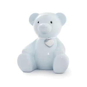 Sparebøsse Bamse, Lyseblå m/graveringplate