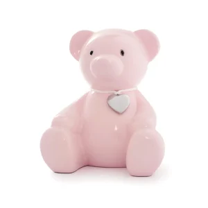 Sparebøsse Bamse, Rosa m/graveringplate